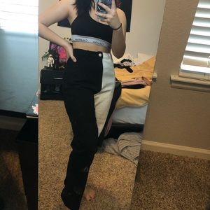 SHEIN high waisted two tone pants